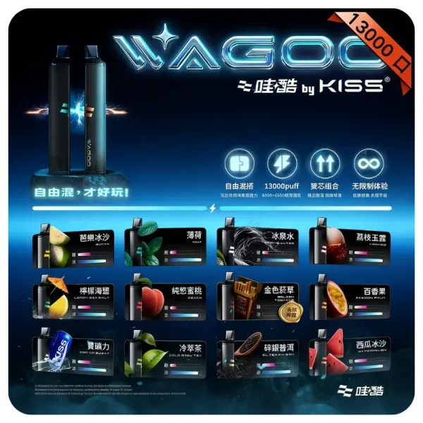 哇酷 Waku & KIS5 6500口雙芯拋棄式電子煙｜自由混搭雙口味｜台灣現貨